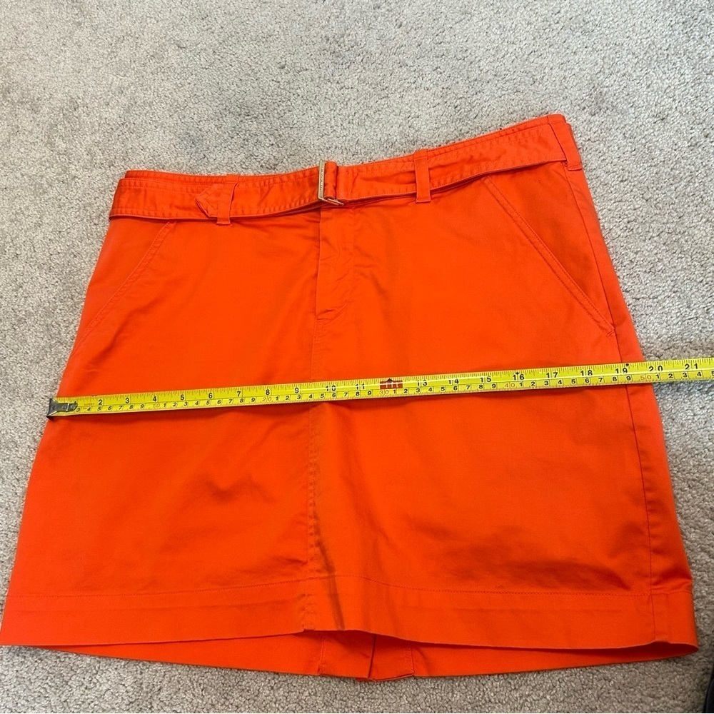 Ralph Lauren golf bright orange belted mini skirt skort Sz 10 - Picture 11 of 13